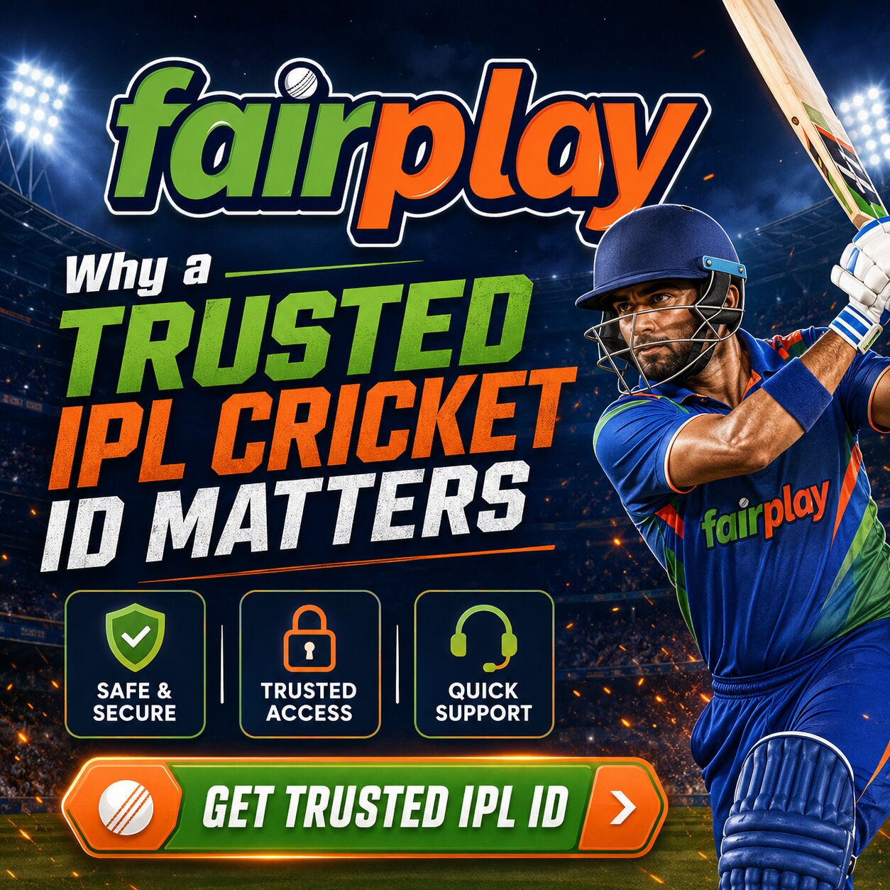 Trusted IPL cricket ID — protected stadium shield illustration
